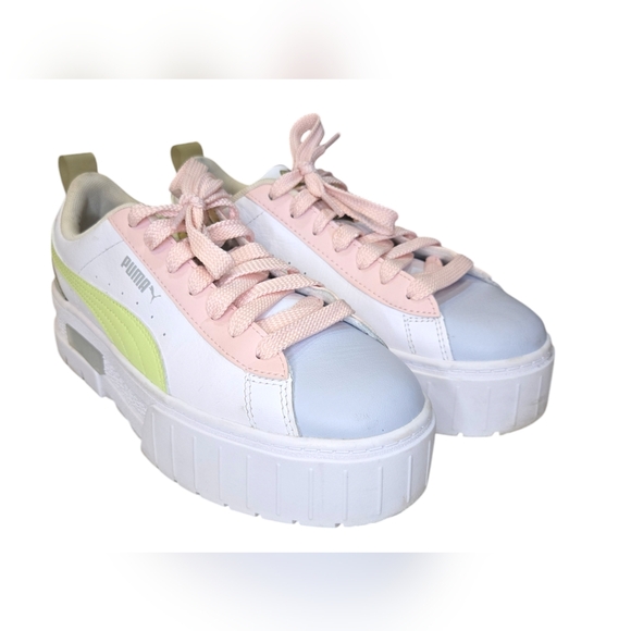 Puma Mayze Pop Colorblocked Leather Lace Up Platform Sneaker Size 8 In Pastels - Picture 8 of 16